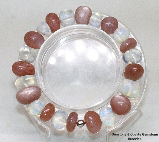 Sunstone & Opalite Gemstone Bracelet