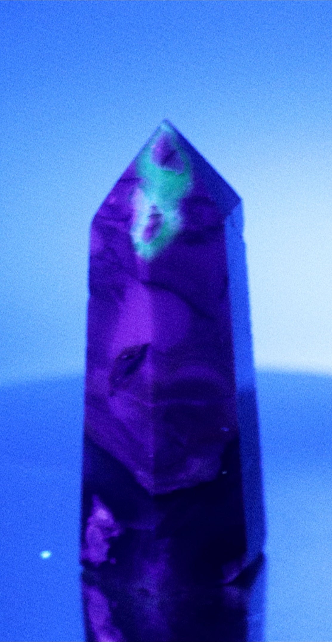 Rare Volcanic Agate UV Light Shine Gemstone Tower