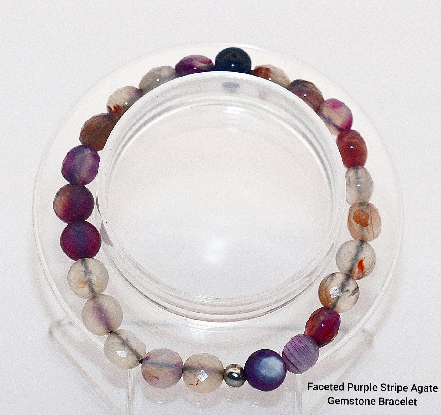 Faceted Purple Stripe Agate Gemstone Bracelet