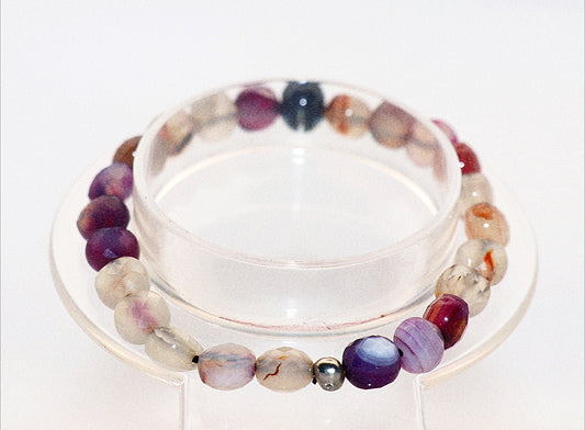 Faceted Purple Stripe Agate Gemstone Bracelet