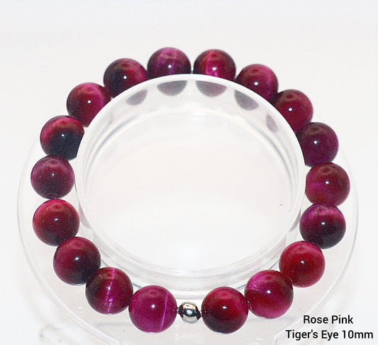 Rose Pink Tiger's Eye Gemstone Bracelet