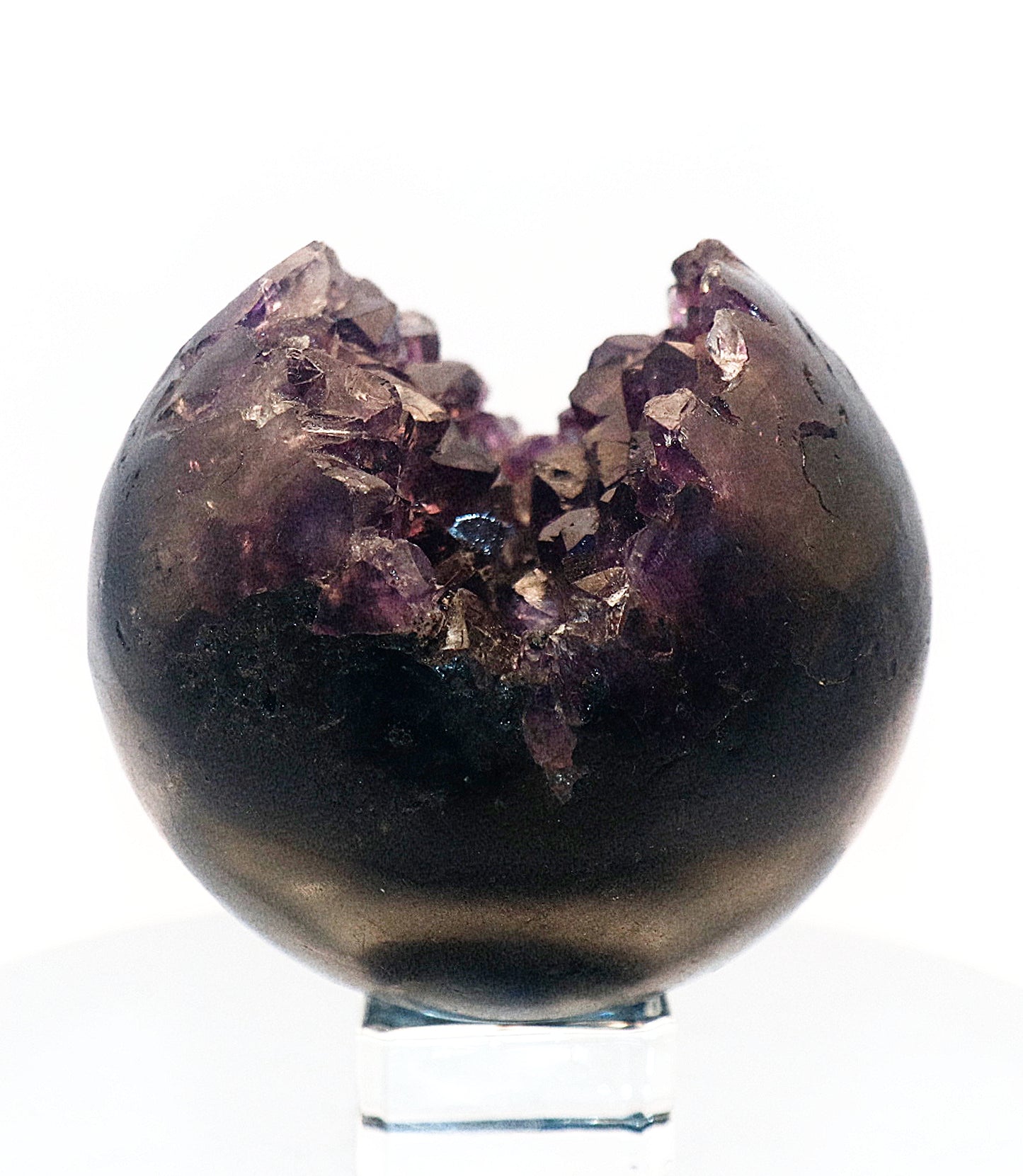 70 - 80mm 80mm (Pac-Man) Purple Amethyst Gemstone Sphere & Stand