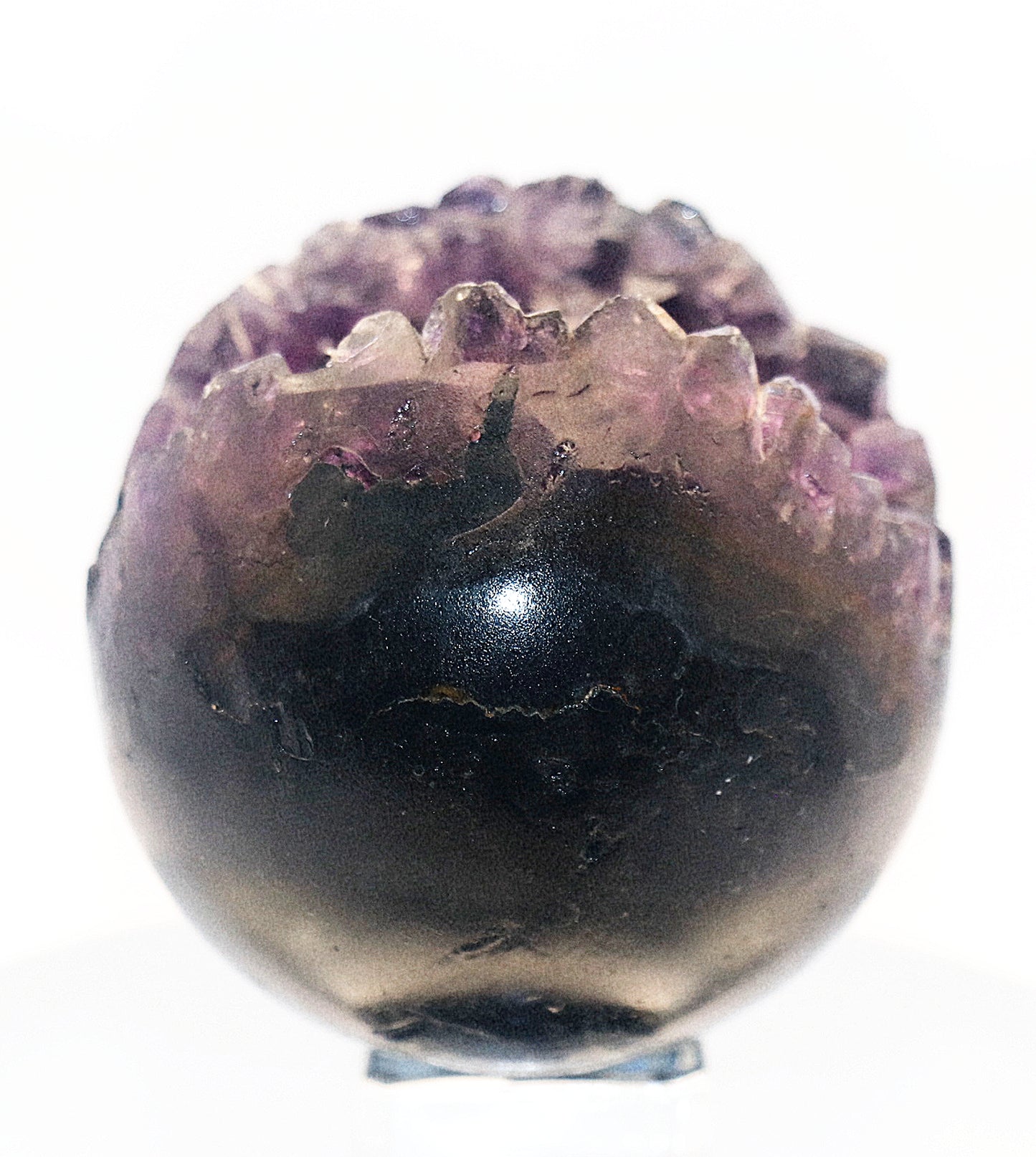 70 - 80mm 80mm (Pac-Man) Purple Amethyst Gemstone Sphere & Stand