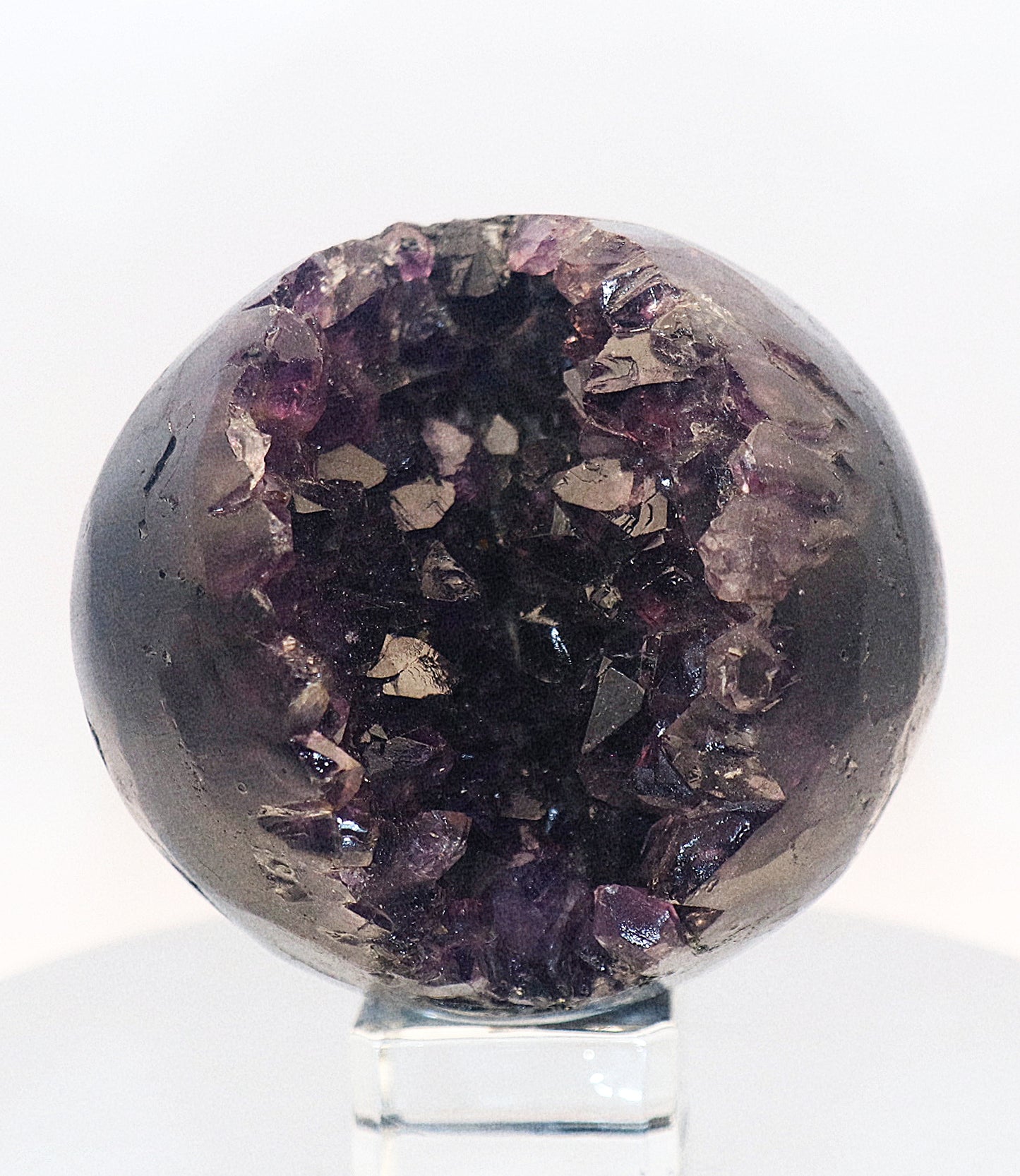 70 - 80mm 80mm (Pac-Man) Purple Amethyst Gemstone Sphere & Stand