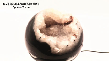 Gemstone Spheres & Stands Black Banded Agate Sphere & Clear Square Sphere Stand