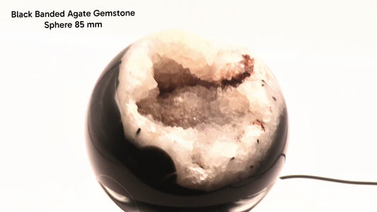 Gemstone Spheres & Stands Black Banded Agate Sphere & Clear Square Sphere Stand