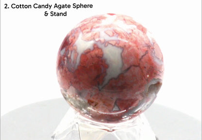 Gemstone Spheres & Stands Cotton Candy Agate Gemstone Clear Sphere & Stand