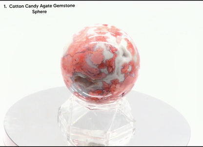 Gemstone Spheres & Stands Cotton Candy Agate Gemstone Clear Sphere & Stand