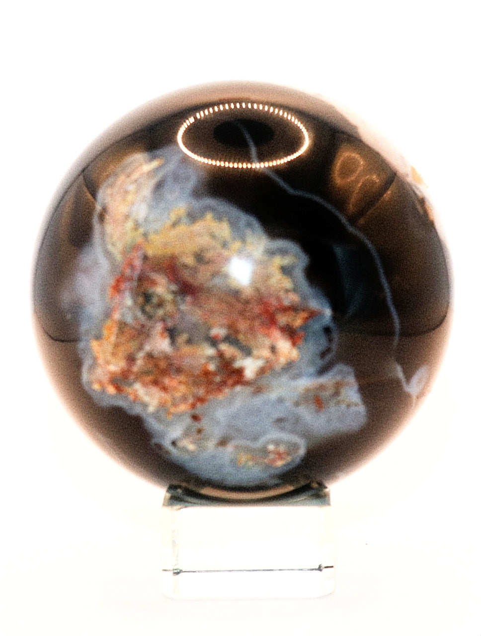 Gemstone Spheres & Stands Black Banded Agate Sphere & Clear Square Sphere Stand