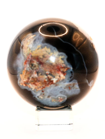 Gemstone Spheres & Stands Black Banded Agate Sphere & Clear Square Sphere Stand