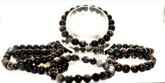 Black Silver Sheen Obsidian Gemstone Bracelet
