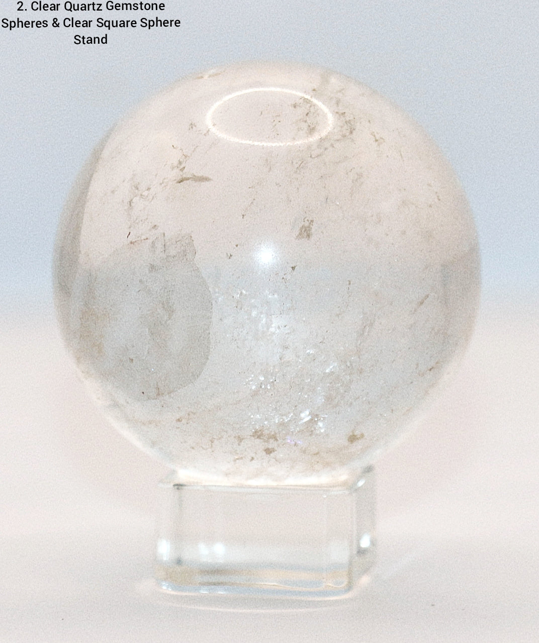 35 - 45mm & 50mm Clear Quartz Gemstone Spheres & Clear Square Sphere Stand