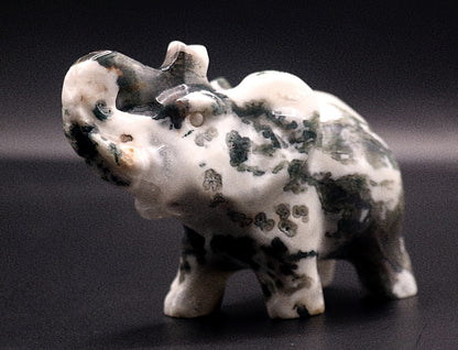 Rare Green Moss Curved Gemstone Elephant