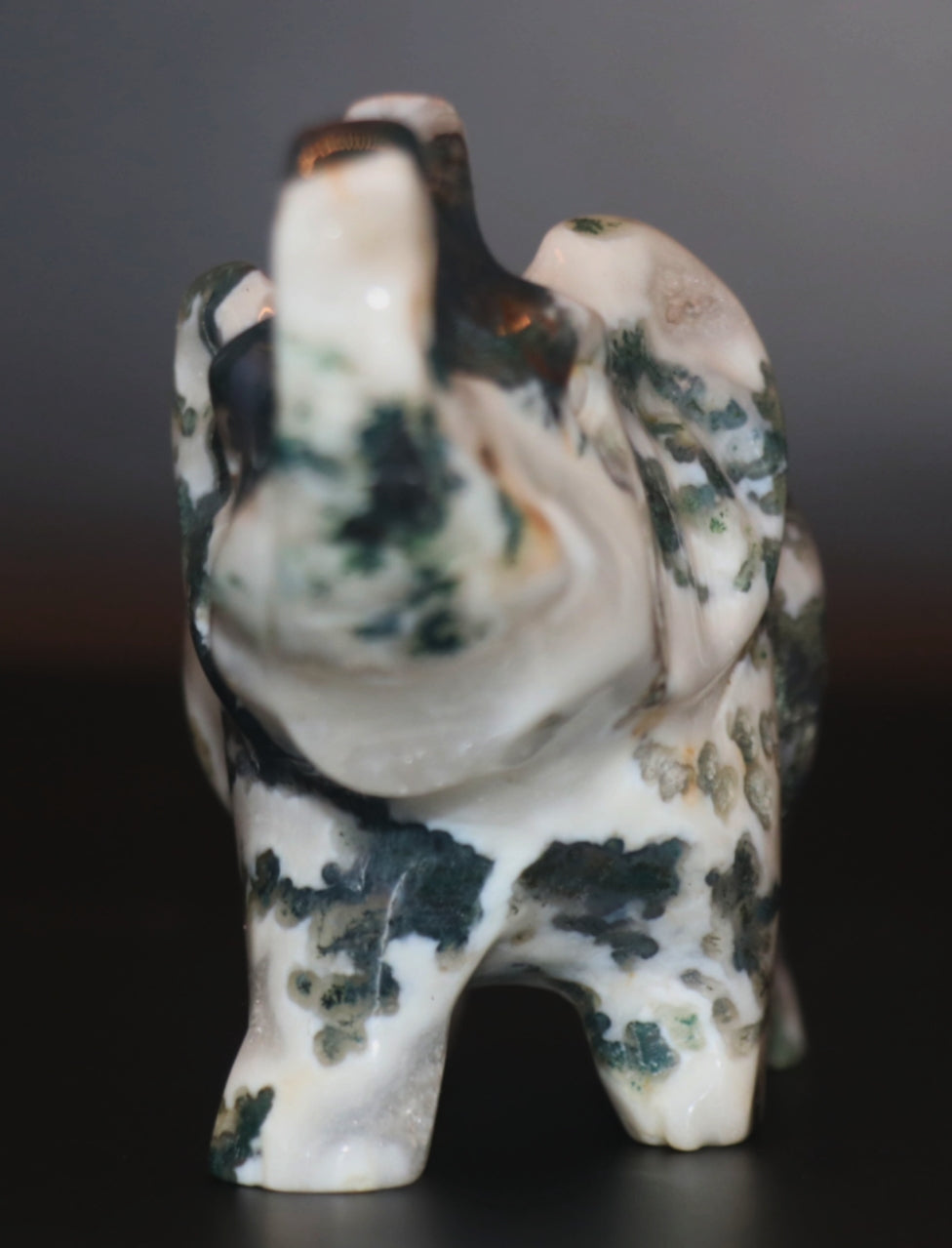 Rare Green Moss Curved Gemstone Elephant