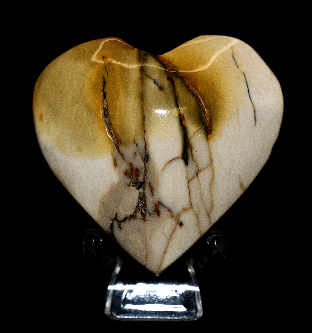 Mookaite Jasper Gemstone Carved Heart & Heart Stand