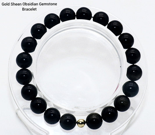 Gold Sheen Obsidian Gemstone Bracelet