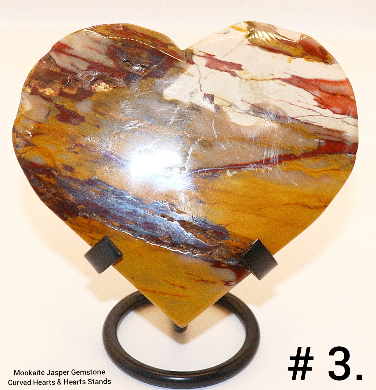 Mookaite Jasper Gemstone  Curved Hearts & Hearts Stands