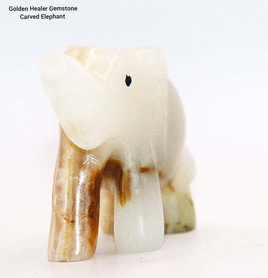 Golden Healer Gemstone Carved Elephant