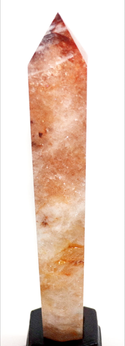 Rare Fire Quartz fussed with Golden Healer Gemstone Towers