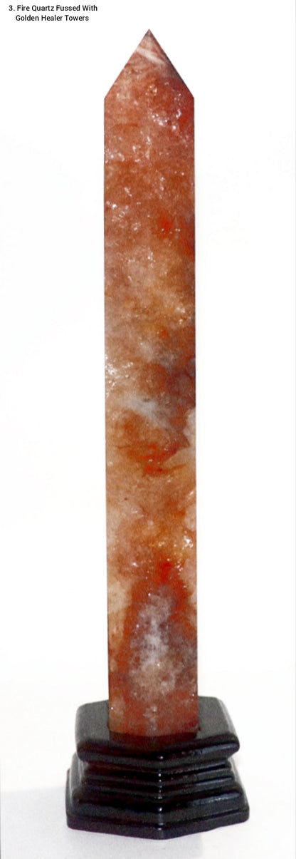 Rare Fire Quartz fussed with Golden Healer Gemstone Towers