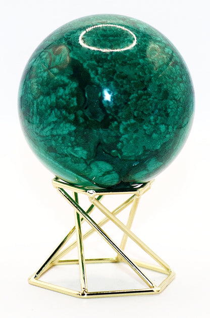 Malachite Gemstone Sphere & Gold Tone Sphere Stand