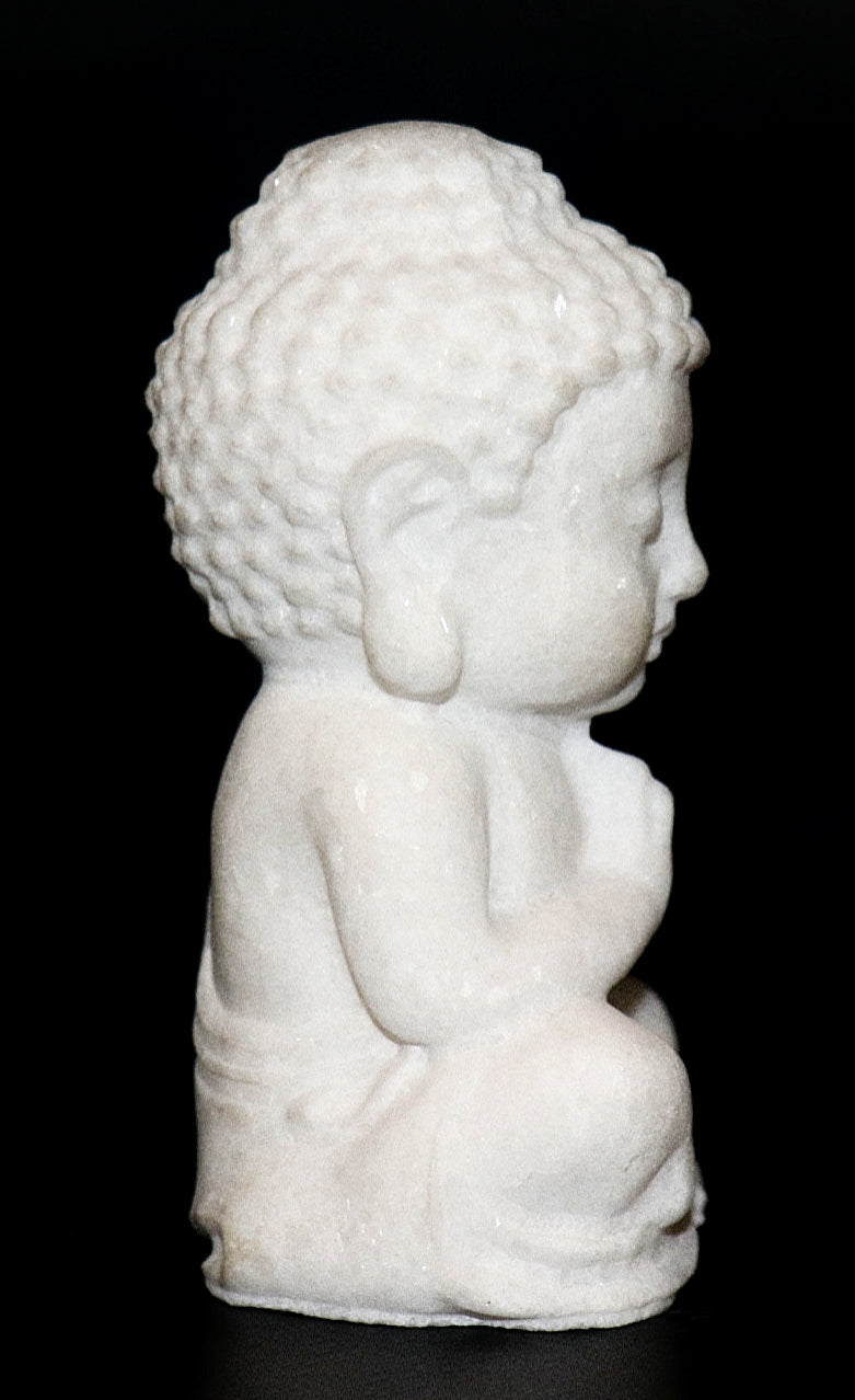 White Jade Gemstone Carved of Buddha Meditating