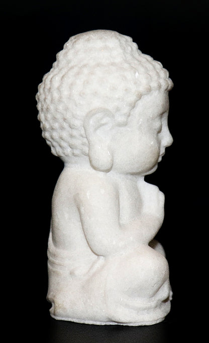 White Jade Gemstone Carved of Buddha Meditating