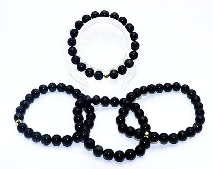 Black Silver Sheen Obsidian Gemstone Bracelet