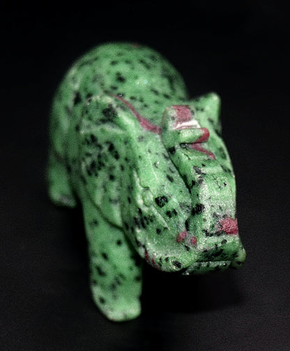 Ruby Kyanite Curved Gemstone Elephant With UV light Reaction