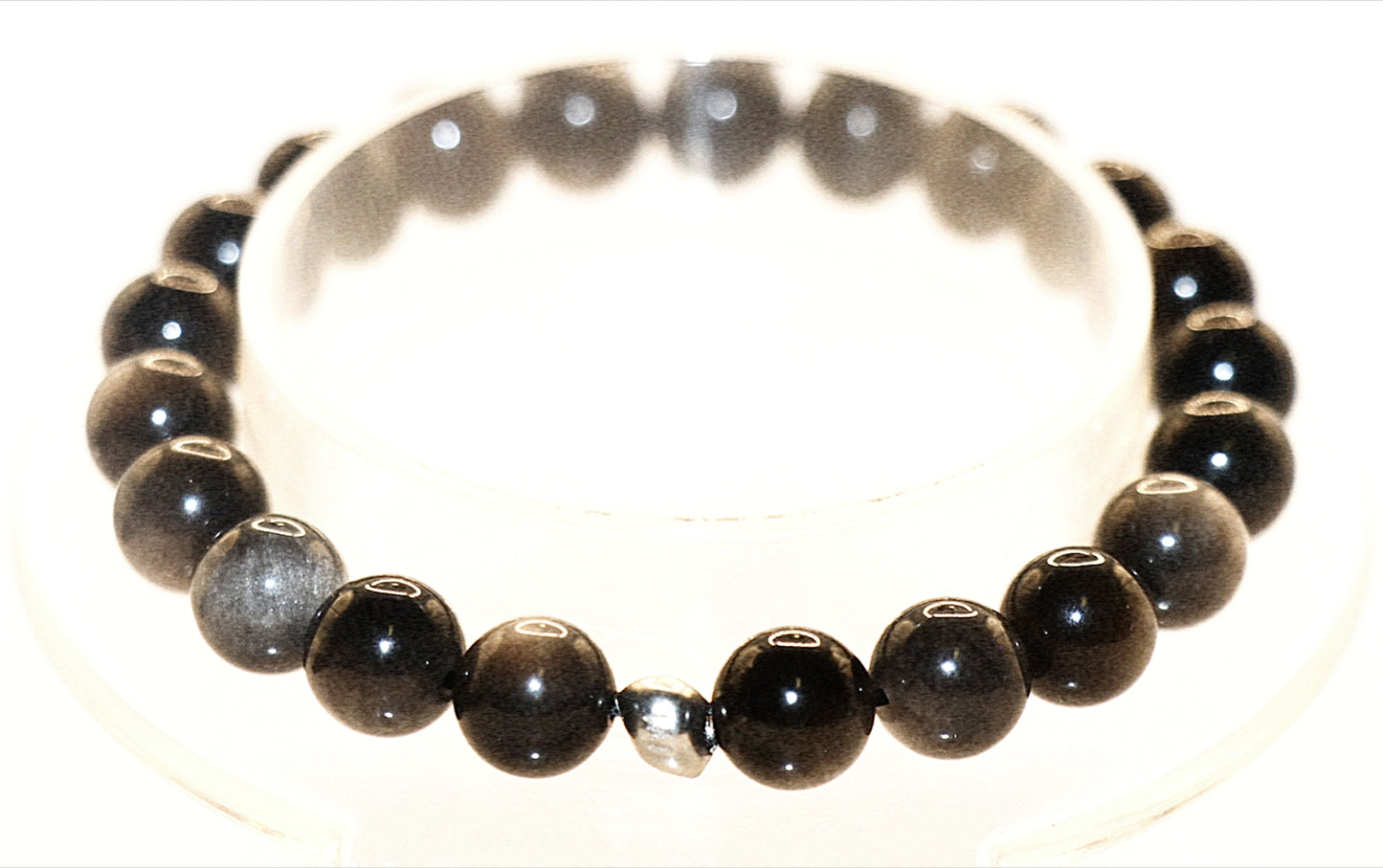 Black Silver Sheen Obsidian Gemstone Bracelet