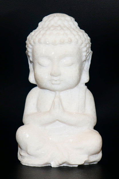 White Jade Gemstone Carved of Buddha Meditating