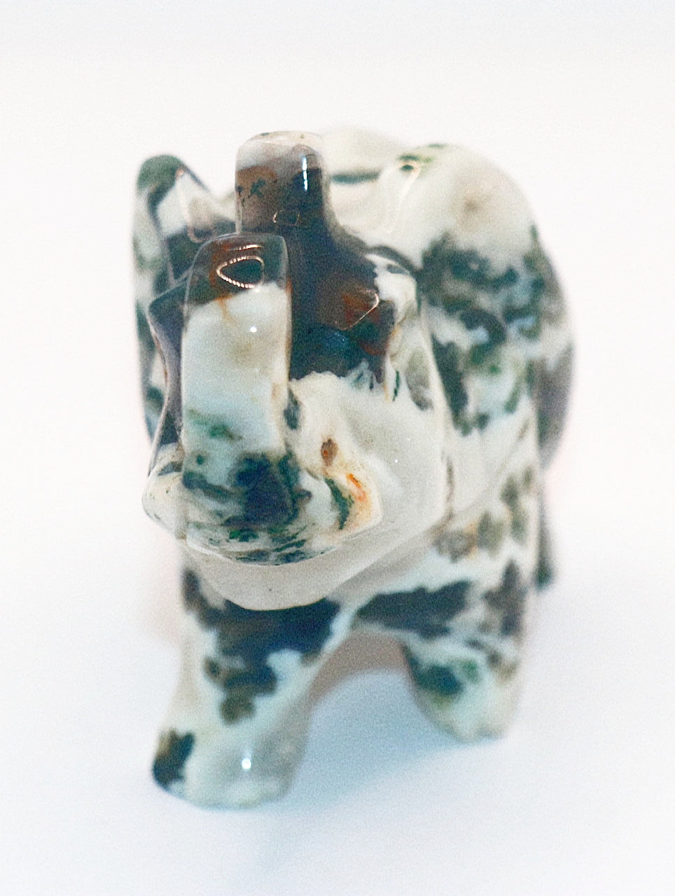 Rare Green Moss Curved Gemstone Elephant