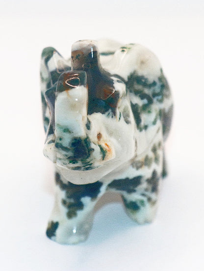Rare Green Moss Curved Gemstone Elephant
