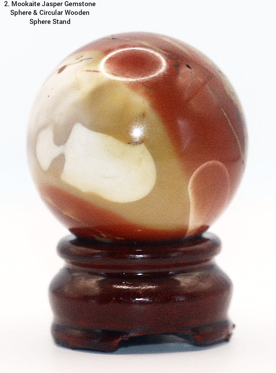 50mm Mookaite Jasper Gemstone Sphere & Circular Stand