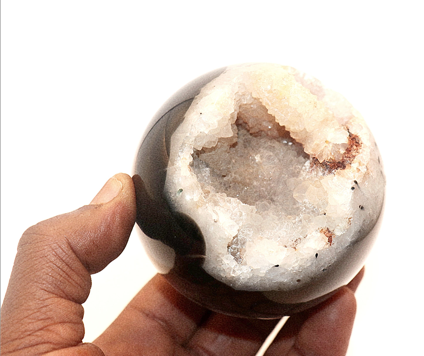 Gemstone Spheres & Stands Black Banded Agate Sphere & Clear Square Sphere Stand