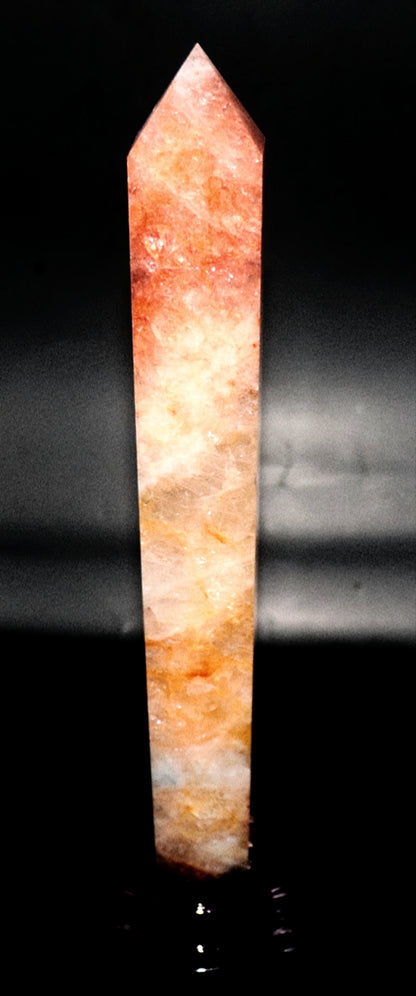 Rare Fire Quartz fussed with Golden Healer Gemstone Towers