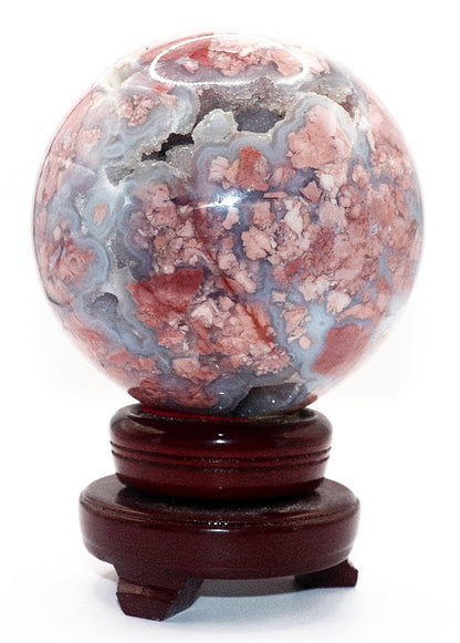 Cotton Candy Agate Gemstone Clear Sphere  Stand