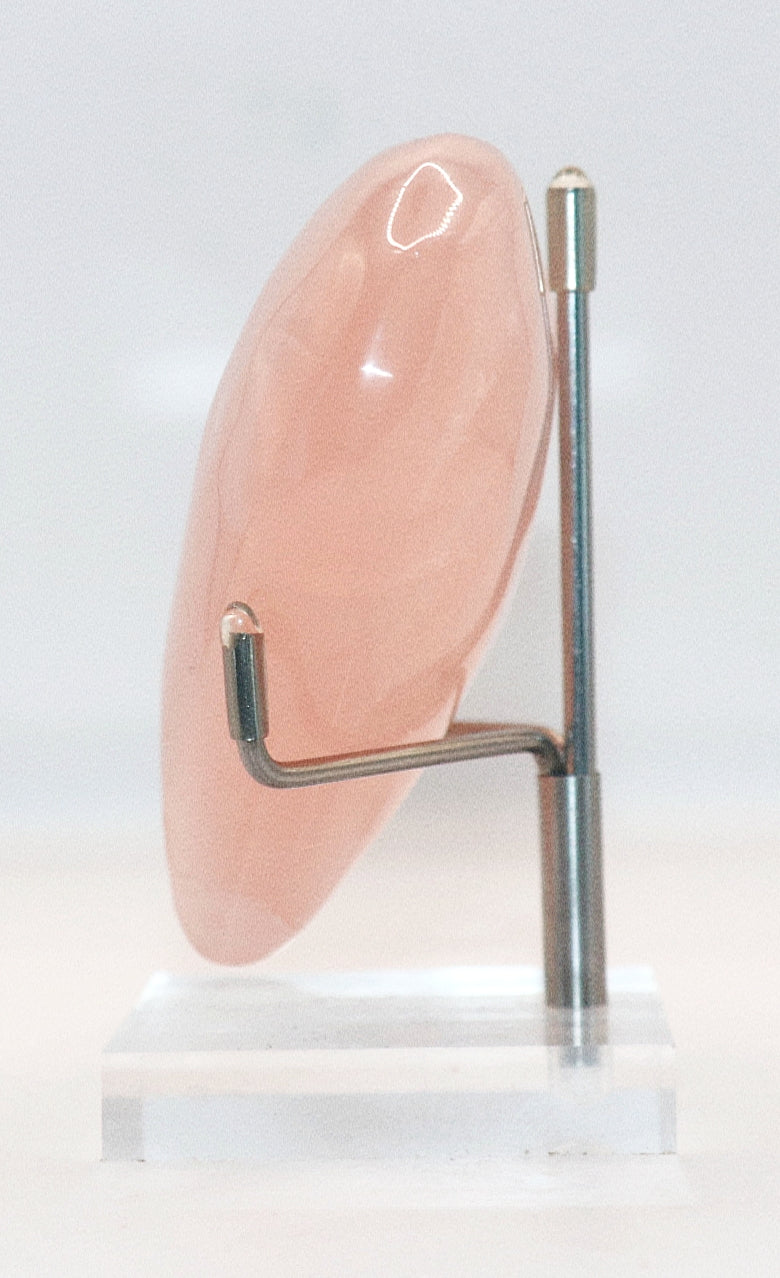 Rose Quartz Gemstone Carved Hearts & Stand