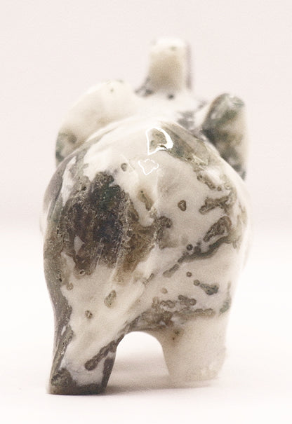 Rare Green Moss Curved Gemstone Elephant