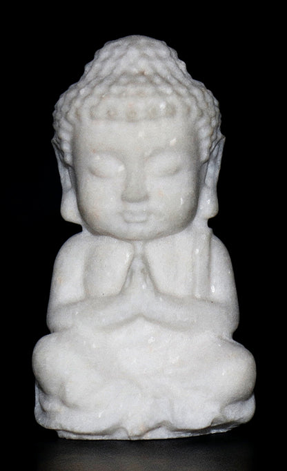 White Jade Gemstone Carved of Buddha Meditating