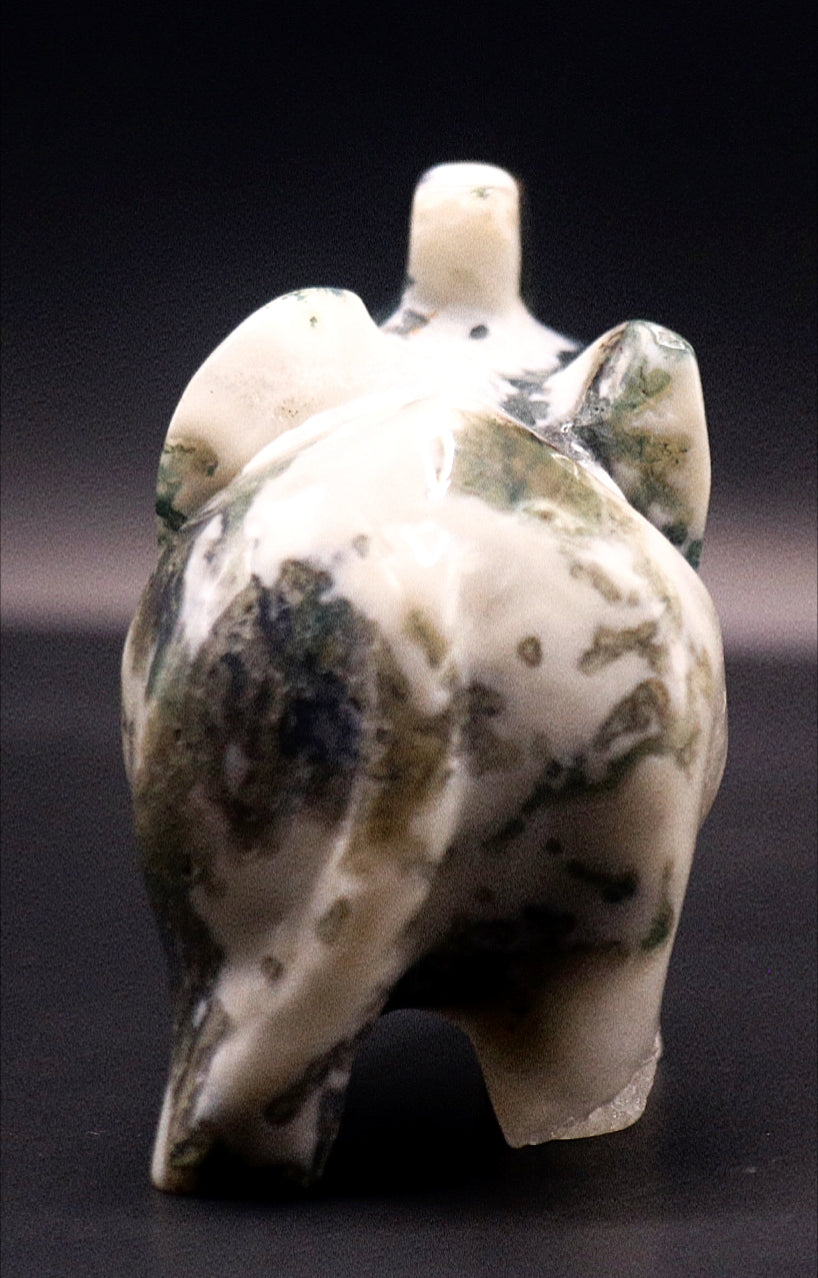 Rare Green Moss Curved Gemstone Elephant