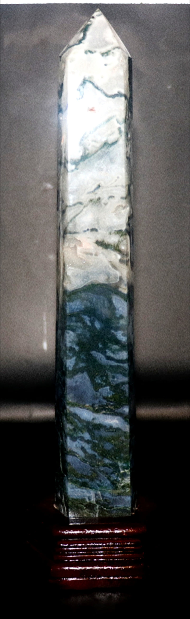 Green Moss Agate Gemstone Tower