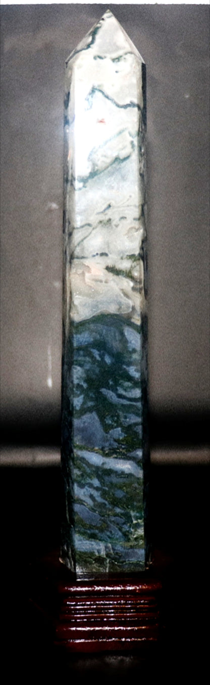 Green Moss Agate Gemstone Tower