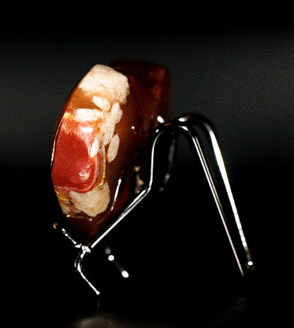 Flower Agate Gemstone Curved Heart & Stand