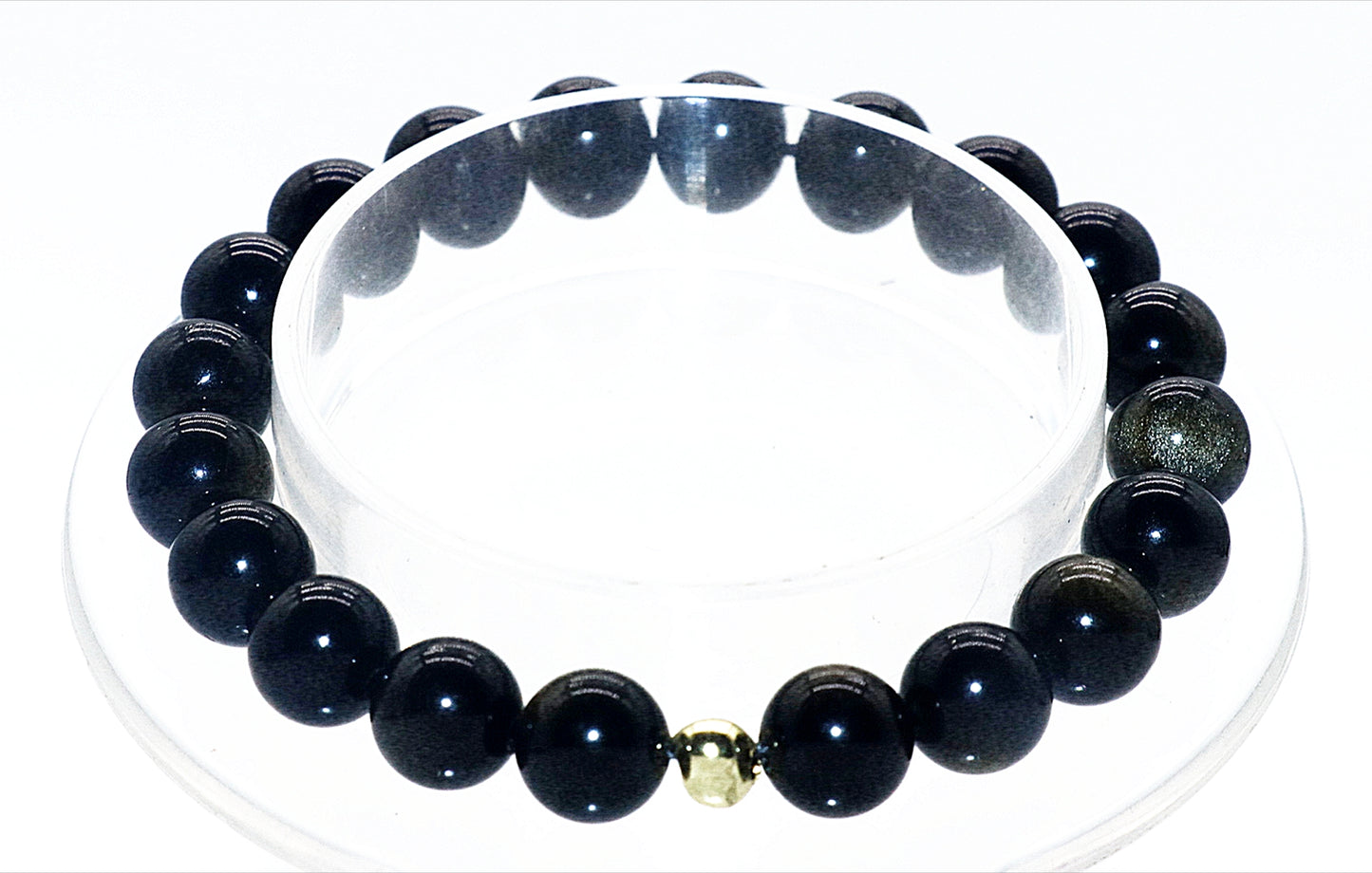 Black Silver Sheen Obsidian Gemstone Bracelet