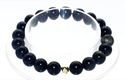 Black Silver Sheen Obsidian Gemstone Bracelet