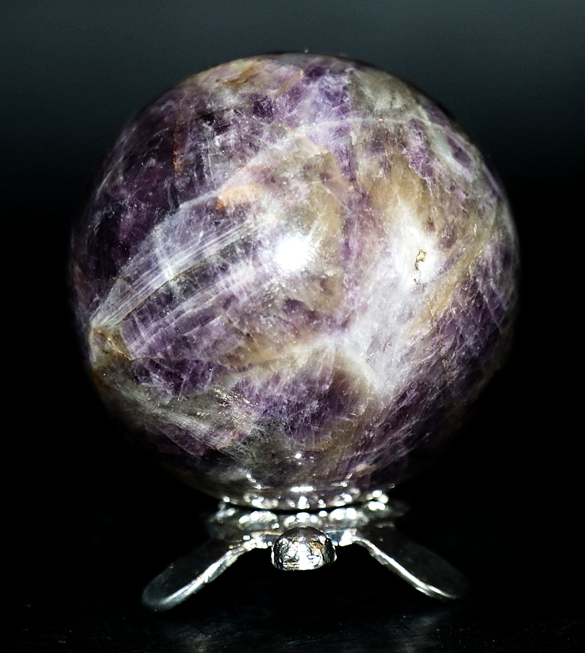 35 - 45mm Dream Purple Amethyst Sphere & Silver Turtle Sphere Stand