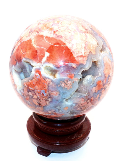 Cotton Candy Agate Gemstone Clear Sphere  Stand