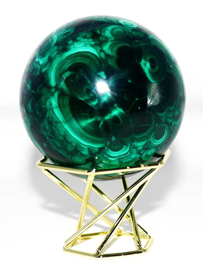 Malachite Gemstone Sphere & Gold Sphere Stand