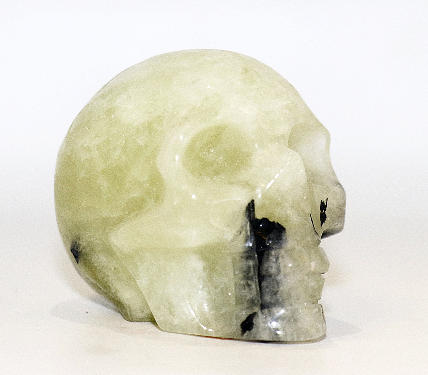 Rare Yellow Citrine Fussed With Black Tourmaline Gemstone Curved Skulls